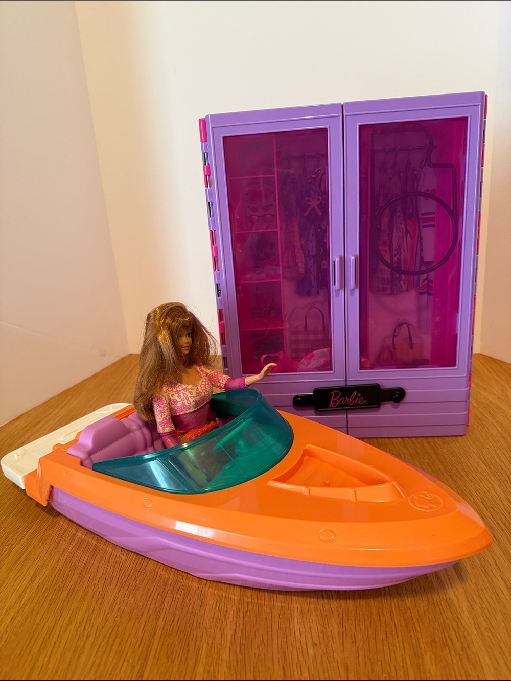 Barbie, Speedboat and Purple Wardrobe